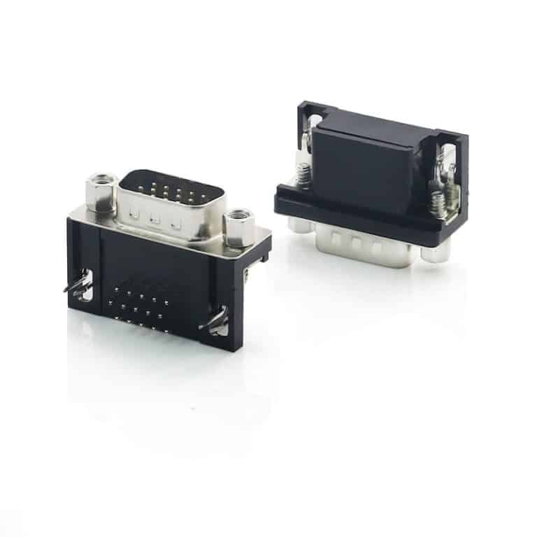 15 pin D-sub male connector snap-in angled