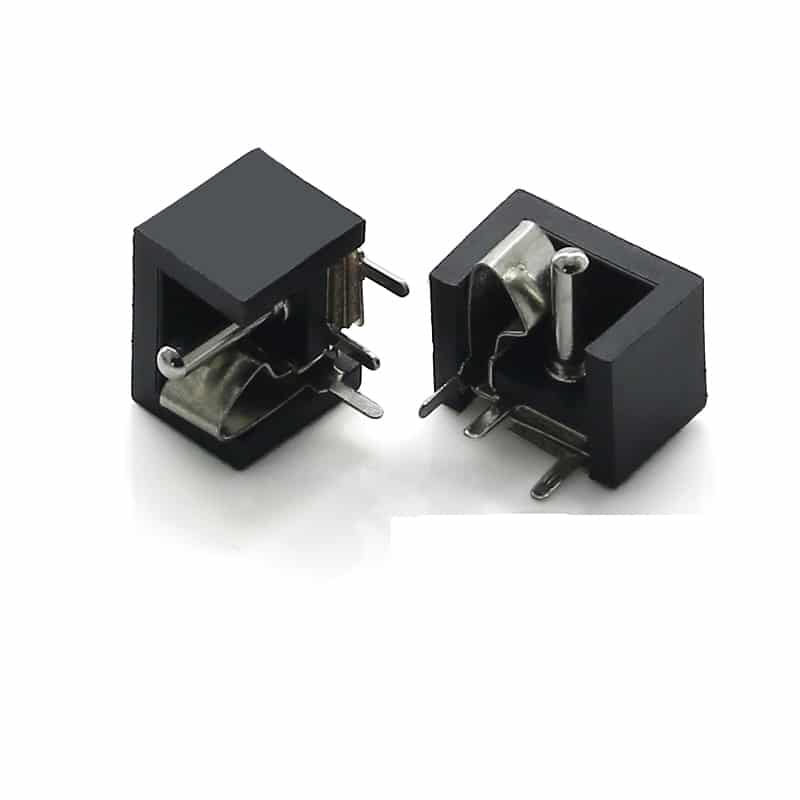 Snap-in DC Power connector Female DC Jack 3pin DIP Right Angle