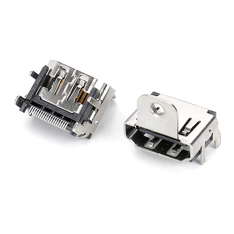HDMI female connector with screw hole
