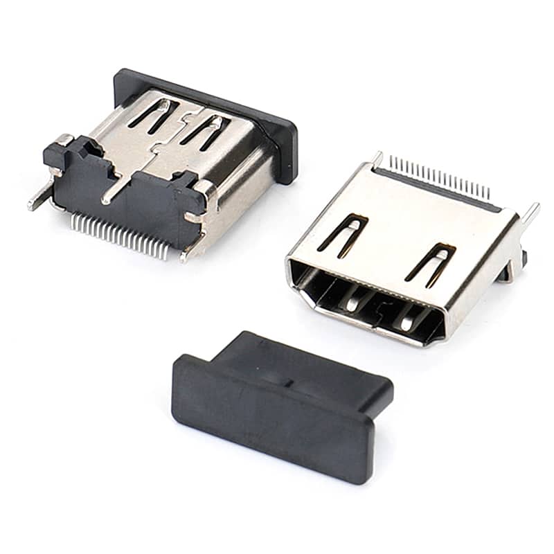 Vertical mount HDMI Connector Female 19 pin SMT Through Hole