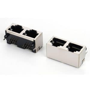 RJ45 double port jack shielded