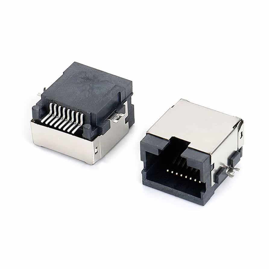 RJ45 jack connector mid-mount 8p8c