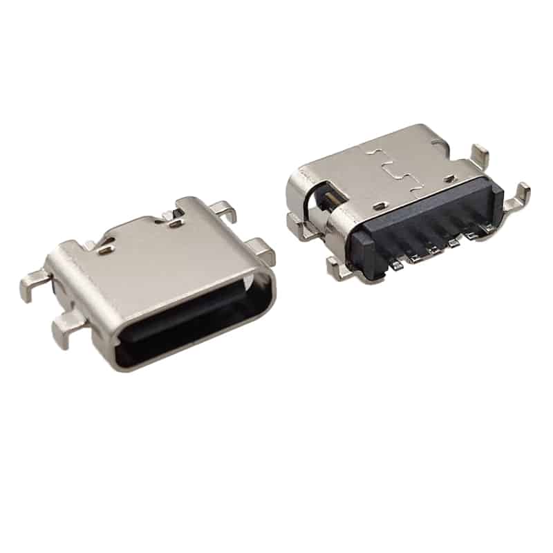 USB Type C Female Connector 6p mid mount