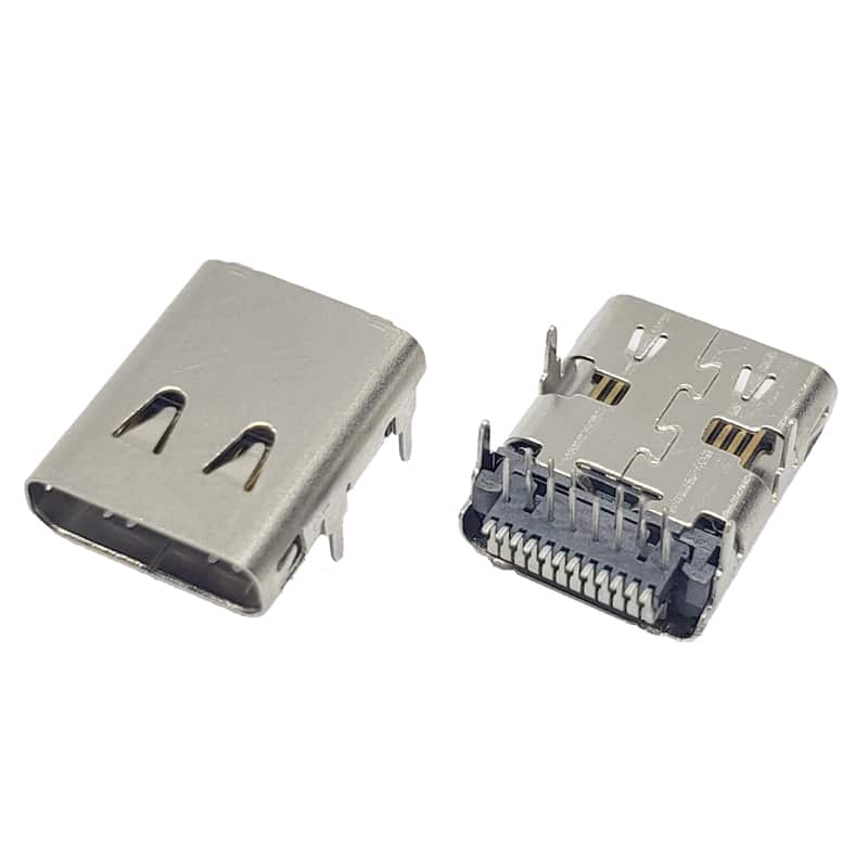 USB C Connector female 24p lengthen shell SMT+DIP