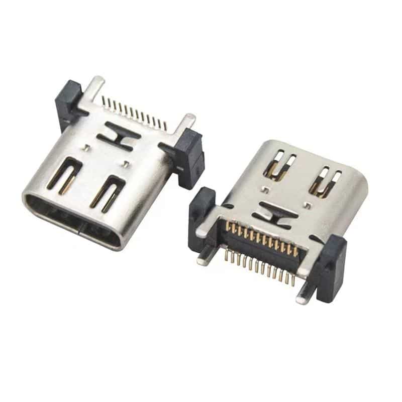 24 pin USB Type c solder connector vertical DIP USB c connector female