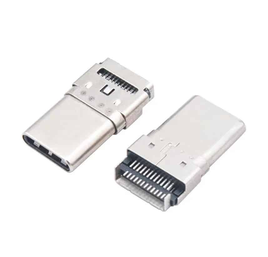 USB-c Plug connector 24 pin mid mount right angle