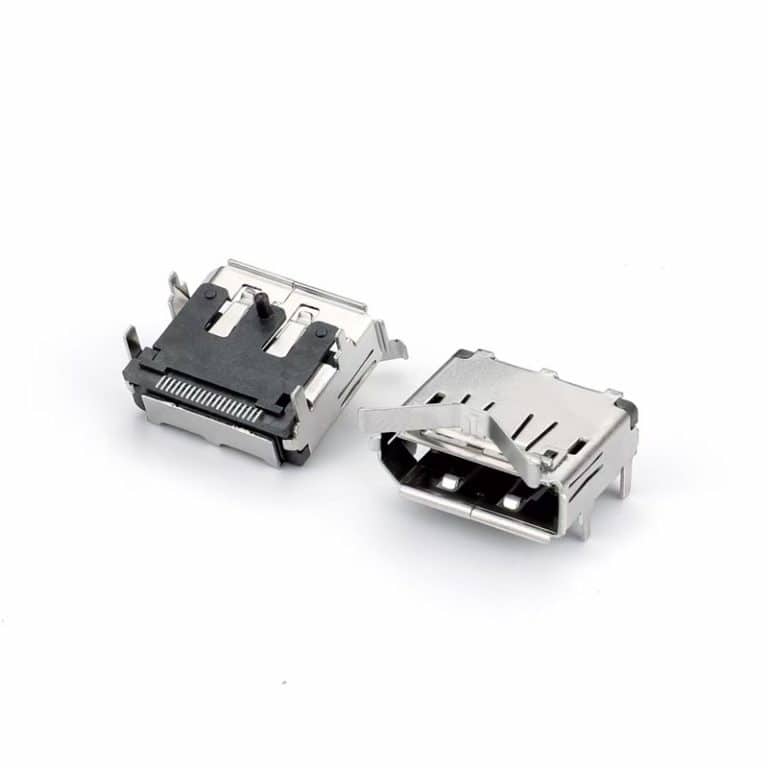 Right angle DisplayPort receptacle 20P SMT Through hole