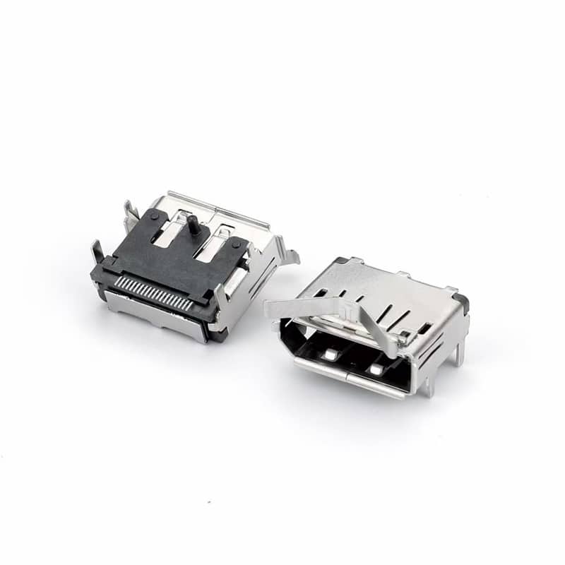 Right angle DisplayPort receptacle 20P SMT Through hole