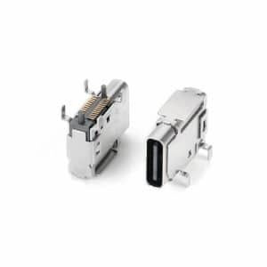 90 Degree USB C Connector 24 Pin SMT Flank Mount Through Hole