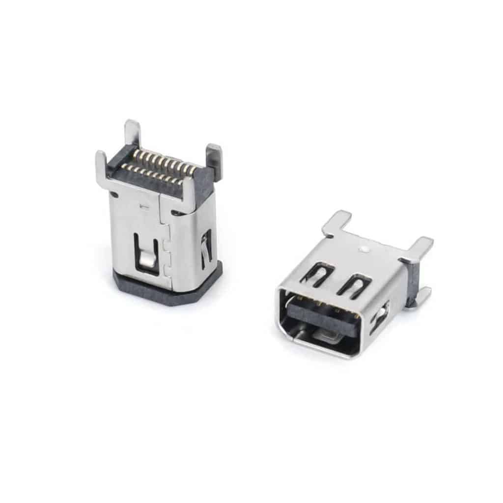 Vertical mount Mini DP Connector Female 20 pin