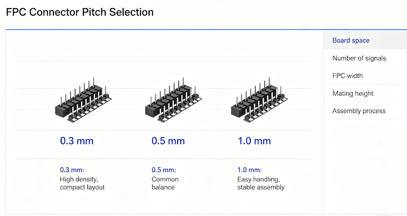 FPC connector pitch selection