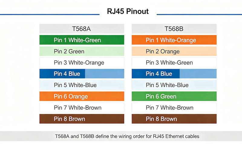 RJ45 Pinout Guide: T568A vs T568B Wiring Standards Explained
