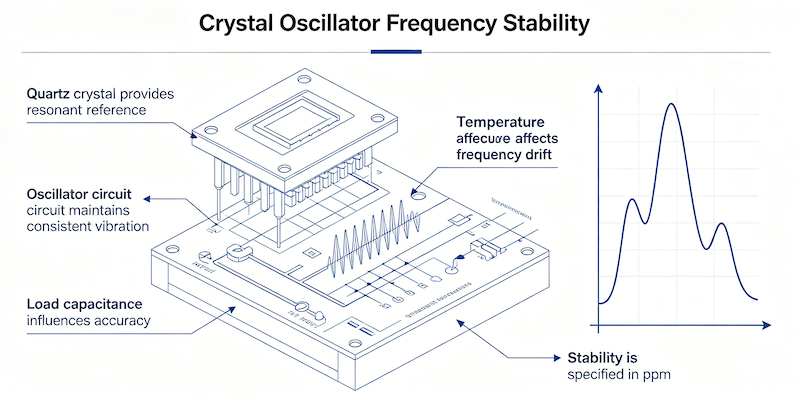 Crystal Oscillator Frequency Stability Explained: PPM, Aging & Temperature Effects