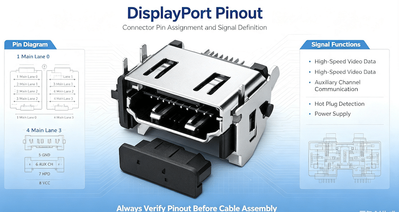 DisplayPort Pinout Guide: 20-Pin Connector Functions, Wiring & PCB Layout