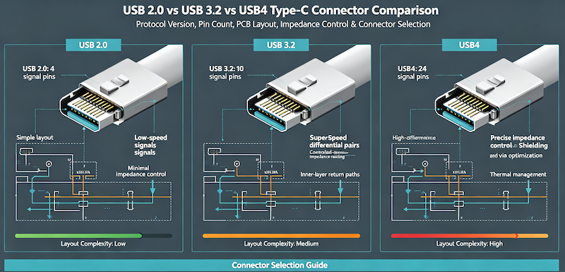 USB 2.0 vs USB 3.2 vs USB4: How the Protocol Version Determines Your Type-C Connector Pin Count